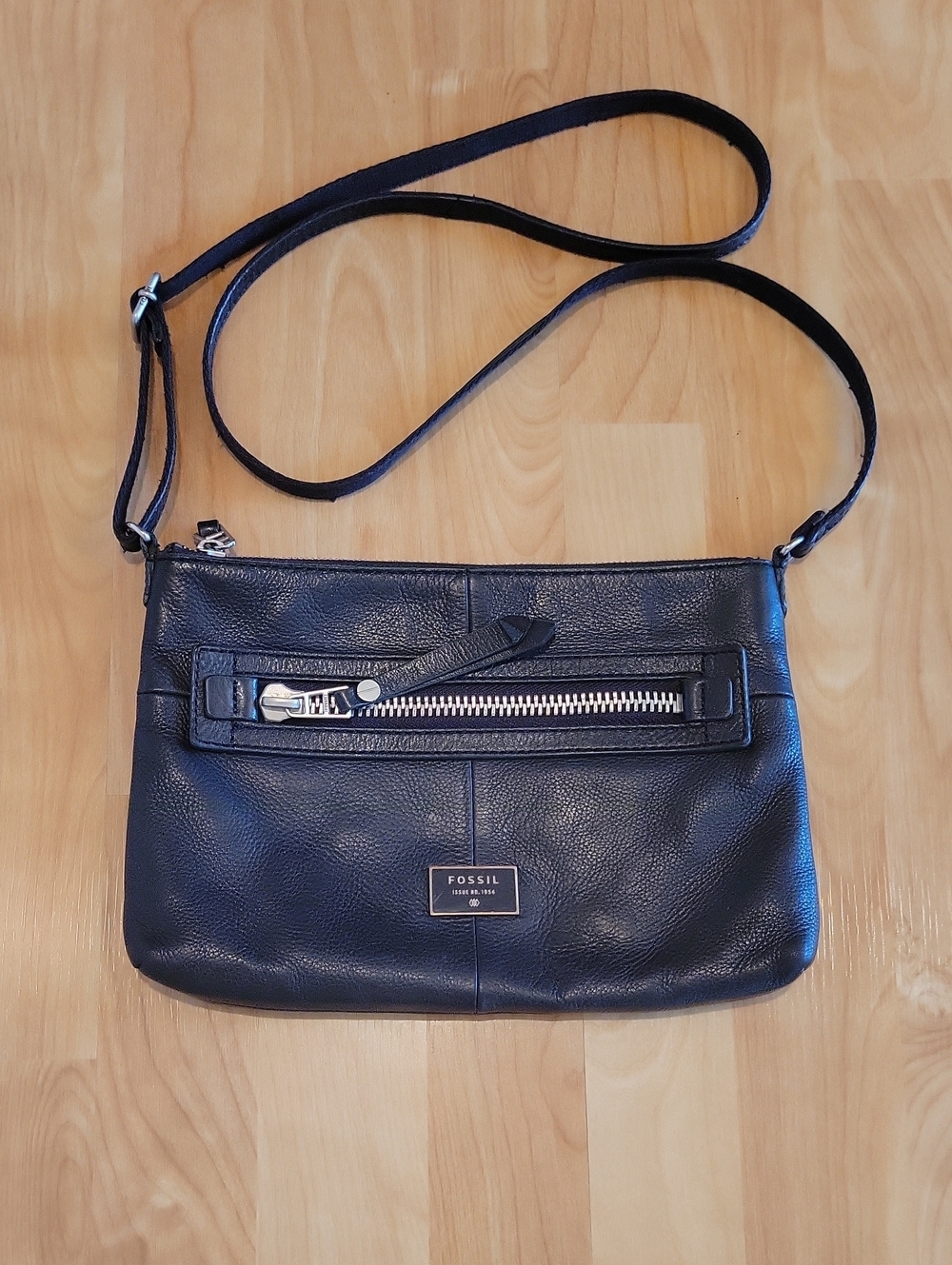 Fossil Dawson Crossbody Black Pebbled Leather Shoulder Bag Cowhide